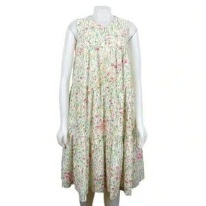 Vintage David Brown Floral Midi Dress Sleeveless  Summer Cottagecore Size Small